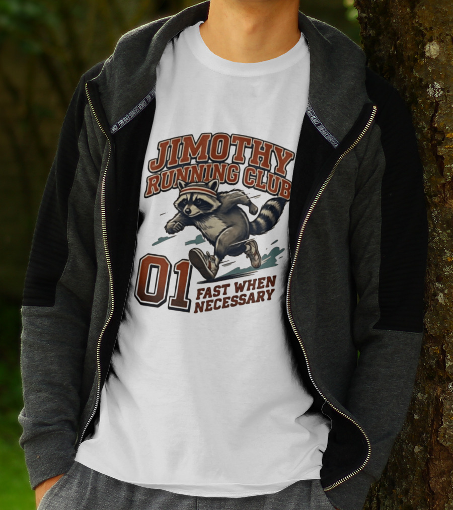 Jimothy Running Club 01 Fast When Necessary Raccoon T-Shirt