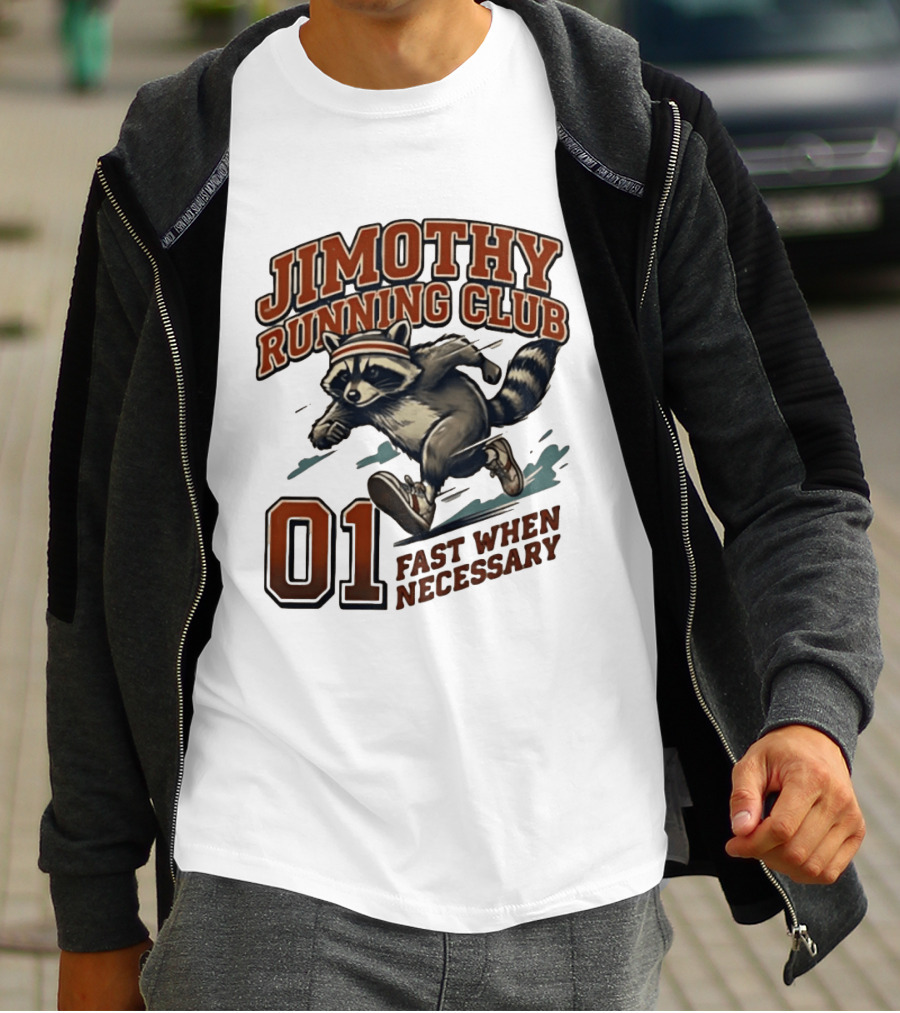Jimothy Running Club 01 Fast When Necessary Raccoon T-Shirt