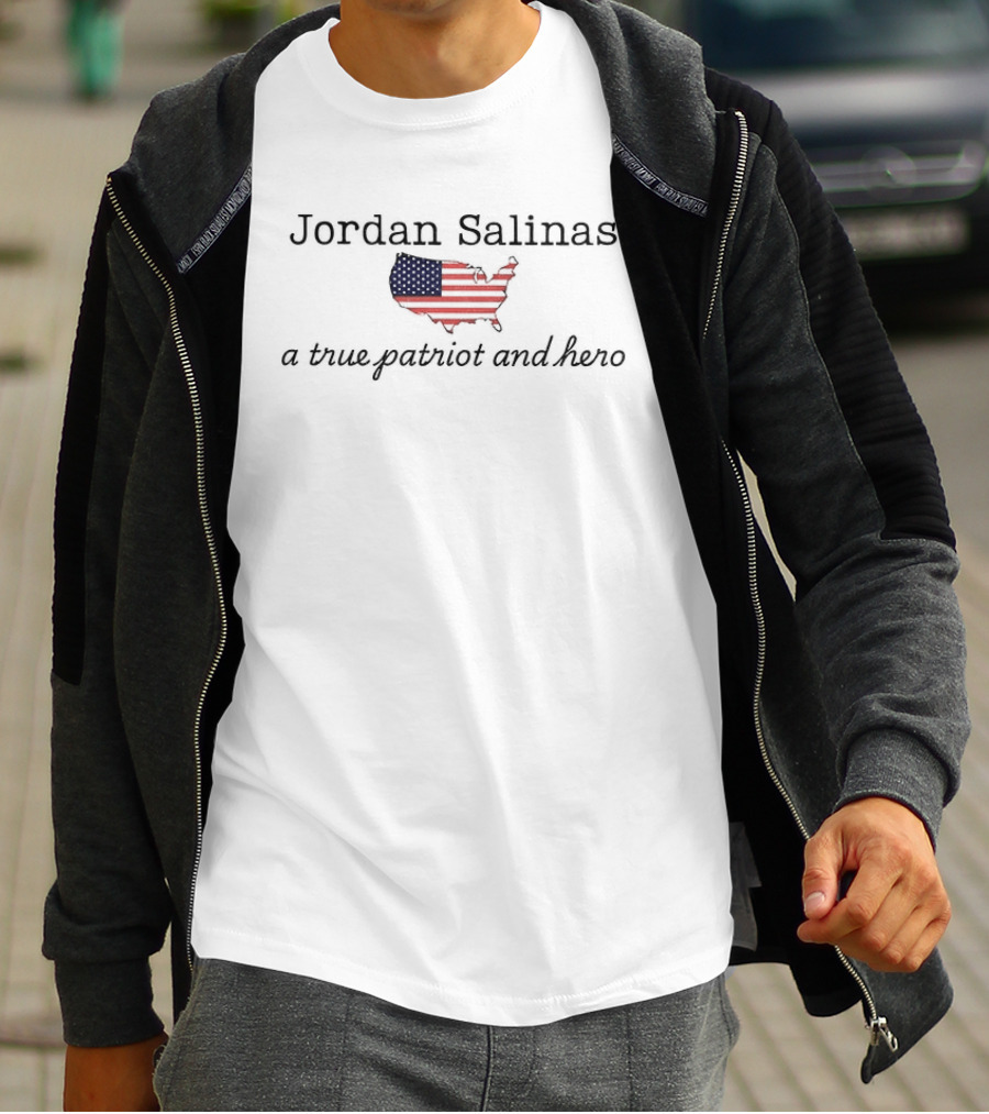 Jordan Salinas USA Flag Map A True Patriot And Hero T-Shirt