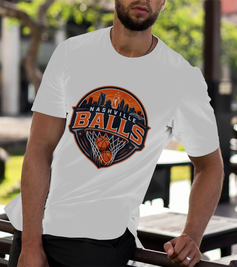 Nashville Balls Skyline Basketball Logo Cityscape T-Shirt
