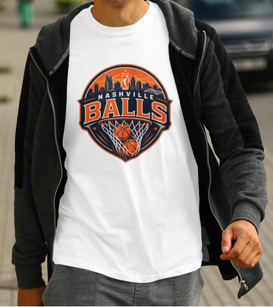 Nashville Balls Skyline Basketball Logo Cityscape T-Shirt