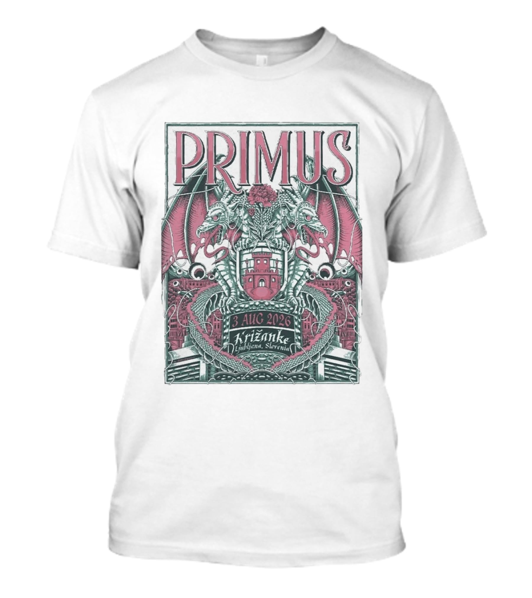 Primus 3 Aug 2026 Križanke Ljubljana Slovenia Event Dragons And Castle T-Shirt
