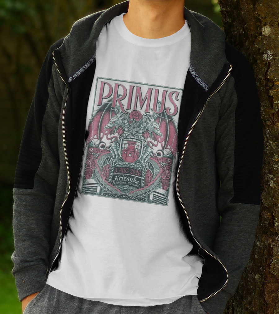 Primus 3 Aug 2026 Križanke Ljubljana Slovenia Event Dragons And Castle T-Shirt