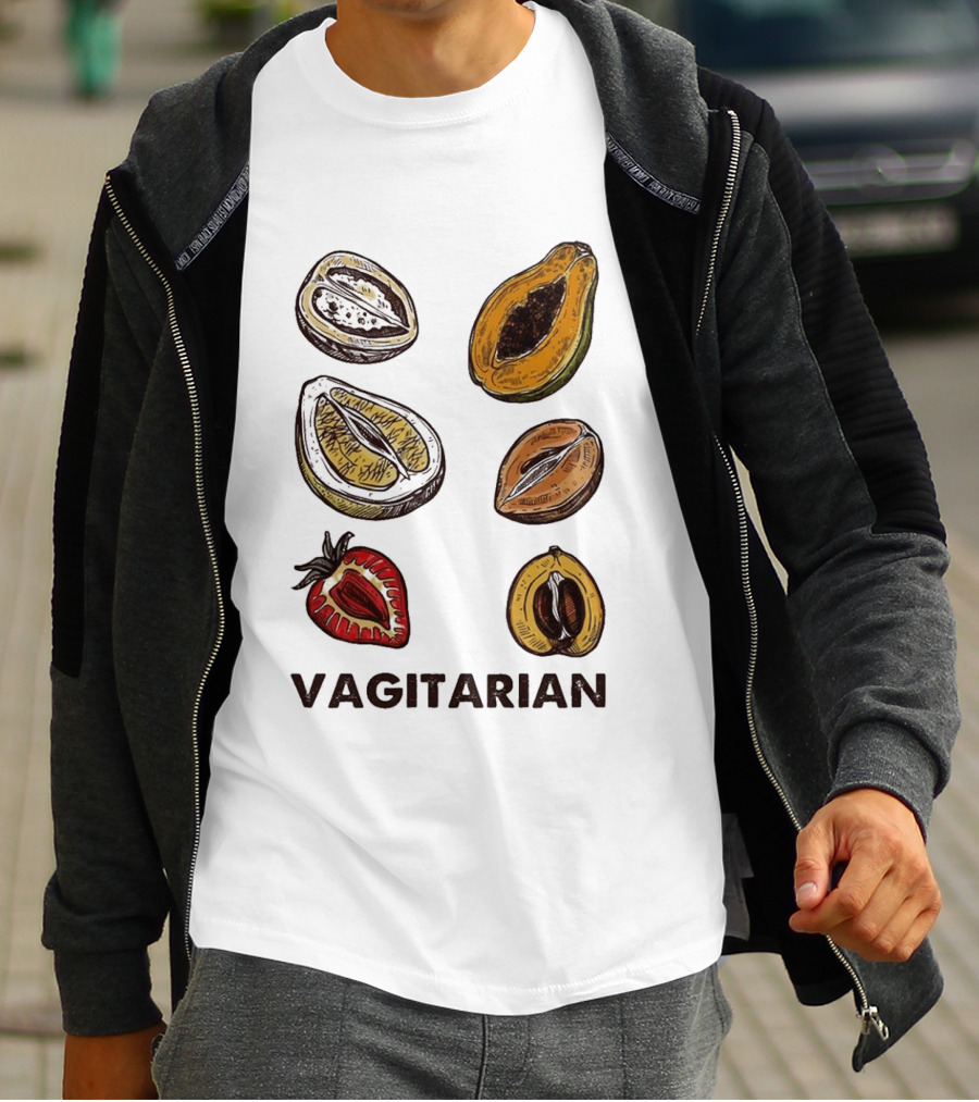 Vagitarian Fruit Humor Strawberry Avocado Papaya Illustrations T-Shirt