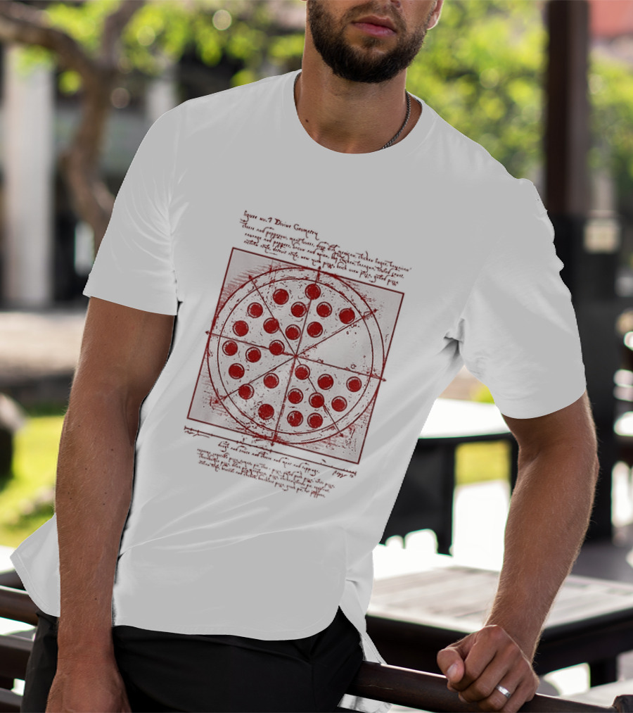 Vitruvian Pizza Leonardo Da Vinci Spider Tom Movie Pizza Drawing T-Shirt