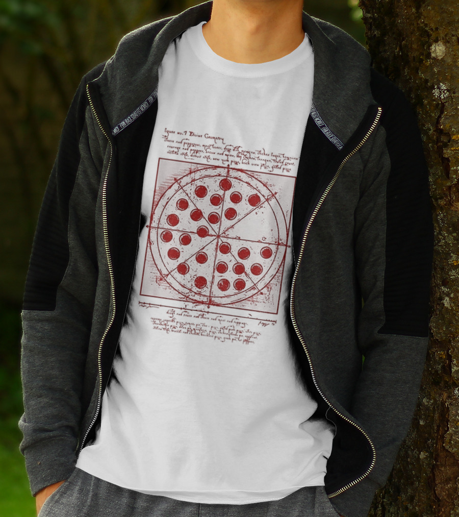Vitruvian Pizza Leonardo Da Vinci Spider Tom Movie Pizza Drawing T-Shirt