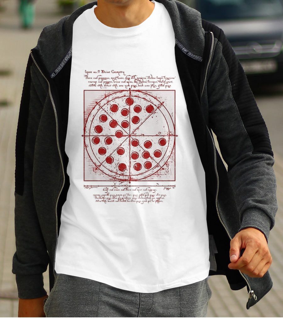 Vitruvian Pizza Leonardo Da Vinci Spider Tom Movie Pizza Drawing T-Shirt