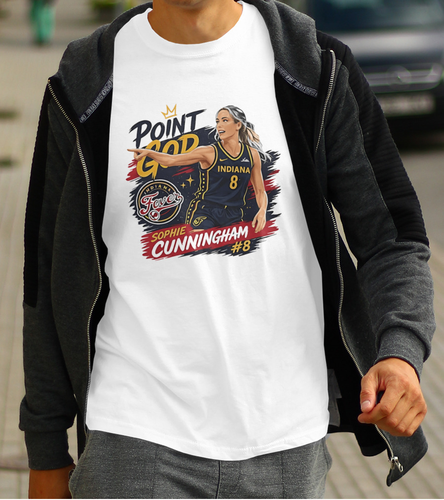 Sophie Cunningham Point God Number 8 Indiana Fever Basketball T-Shirt