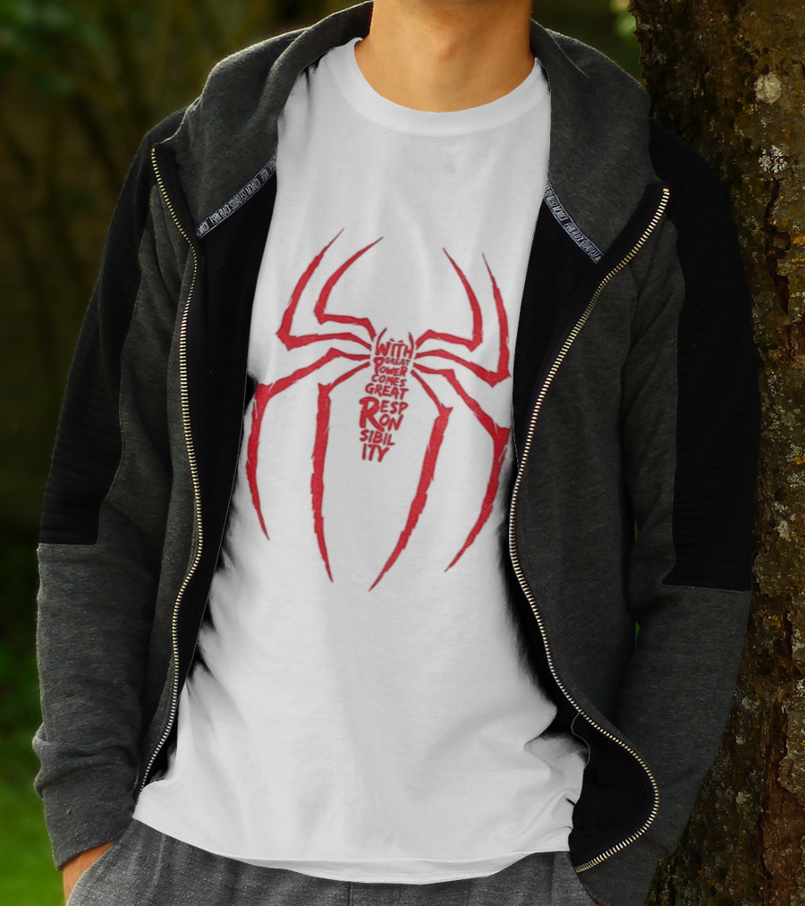 Spider Man Great Responsibility Red Symbol Superhero T-Shirt
