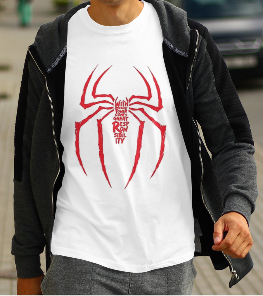 Spider Man Great Responsibility Red Symbol Superhero T-Shirt