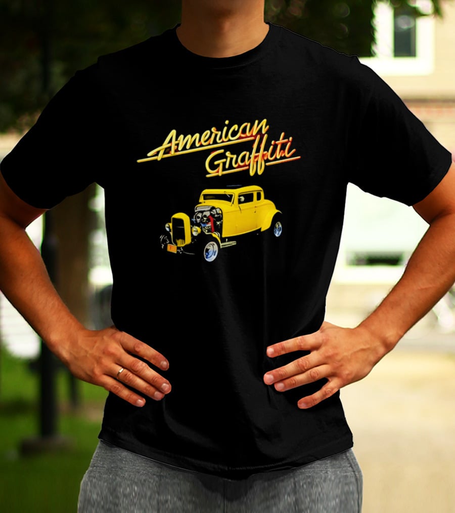 American Graffiti Yellow Deuce Coupe Hot Rod Car T-Shirt