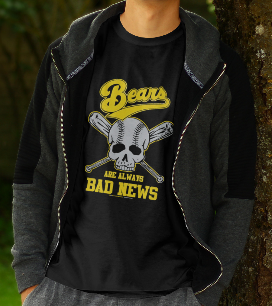 Bears Are Always Bad News Baseball Skull Crossed Bats T-Shirt