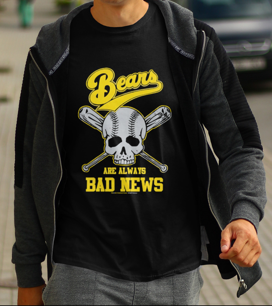 Bears Are Always Bad News Baseball Skull Crossed Bats T-Shirt
