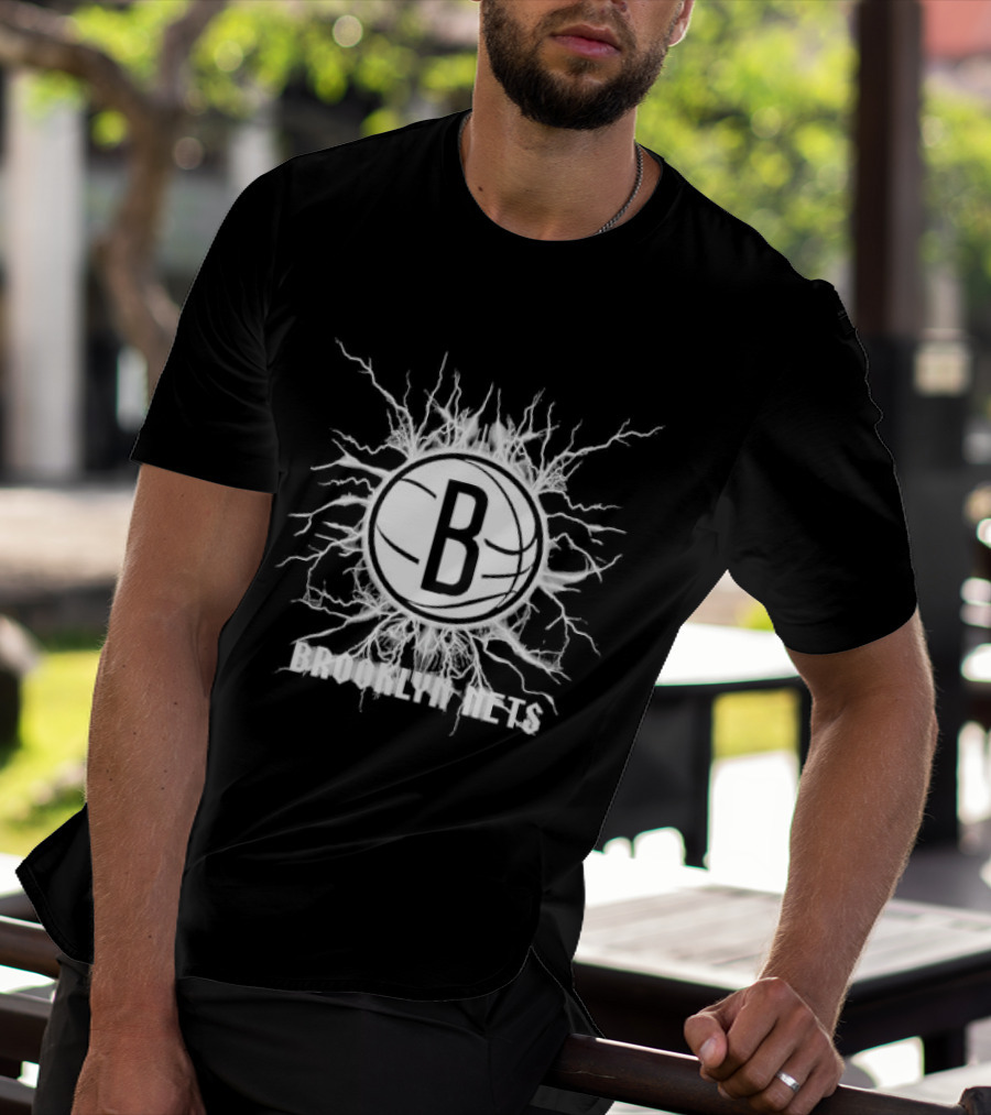 Brooklyn Nets B Lightning Basketball Burst T-Shirt