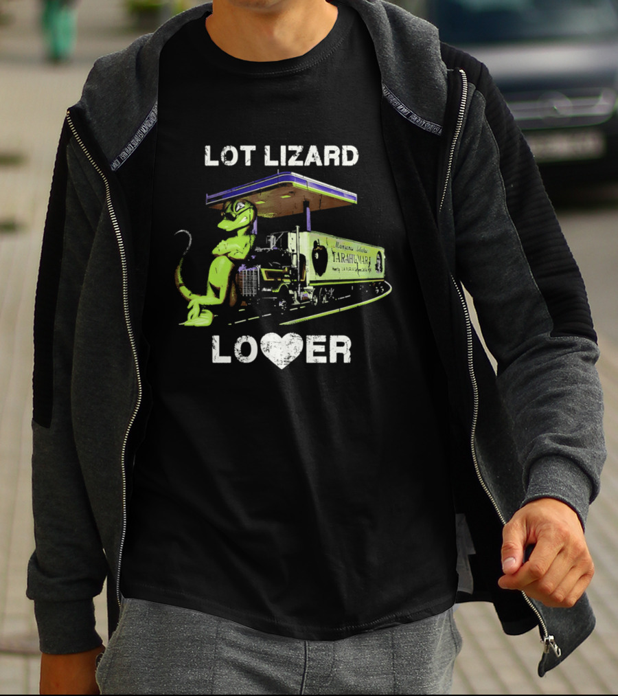 Lot Lizard Lover Gecko Trucking Diesel Humour T-Shirt