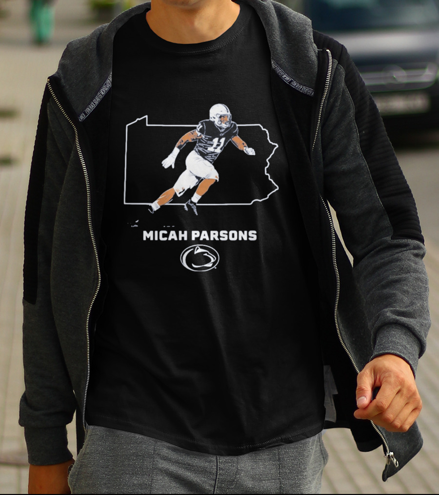 Micah Parsons Penn State Football Player With State T-Shirt