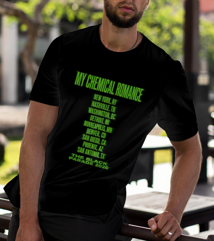 My Chemical Romance The Black Parade 2026 New York City Nashville Washington Detroit Minneapolis Denver San Diego Phoenix San Antonio Tour Dates T-Shirt