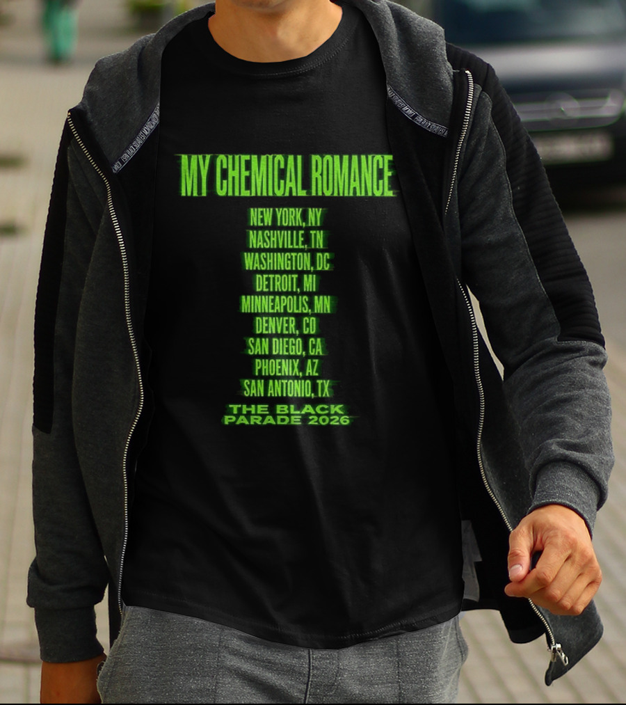 My Chemical Romance The Black Parade 2026 New York City Nashville Washington Detroit Minneapolis Denver San Diego Phoenix San Antonio Tour Dates T-Shirt