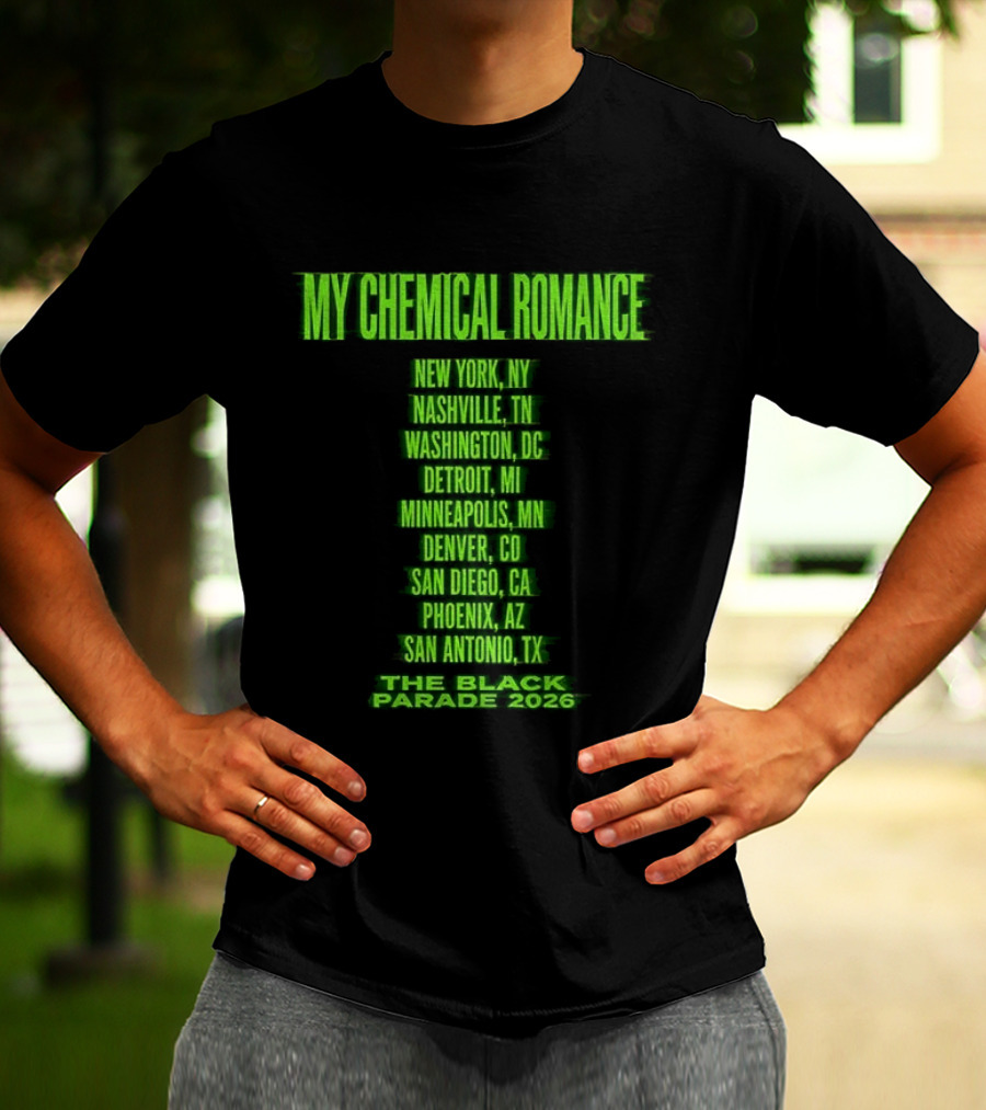 My Chemical Romance The Black Parade 2026 New York City Nashville Washington Detroit Minneapolis Denver San Diego Phoenix San Antonio Tour Dates T-Shirt