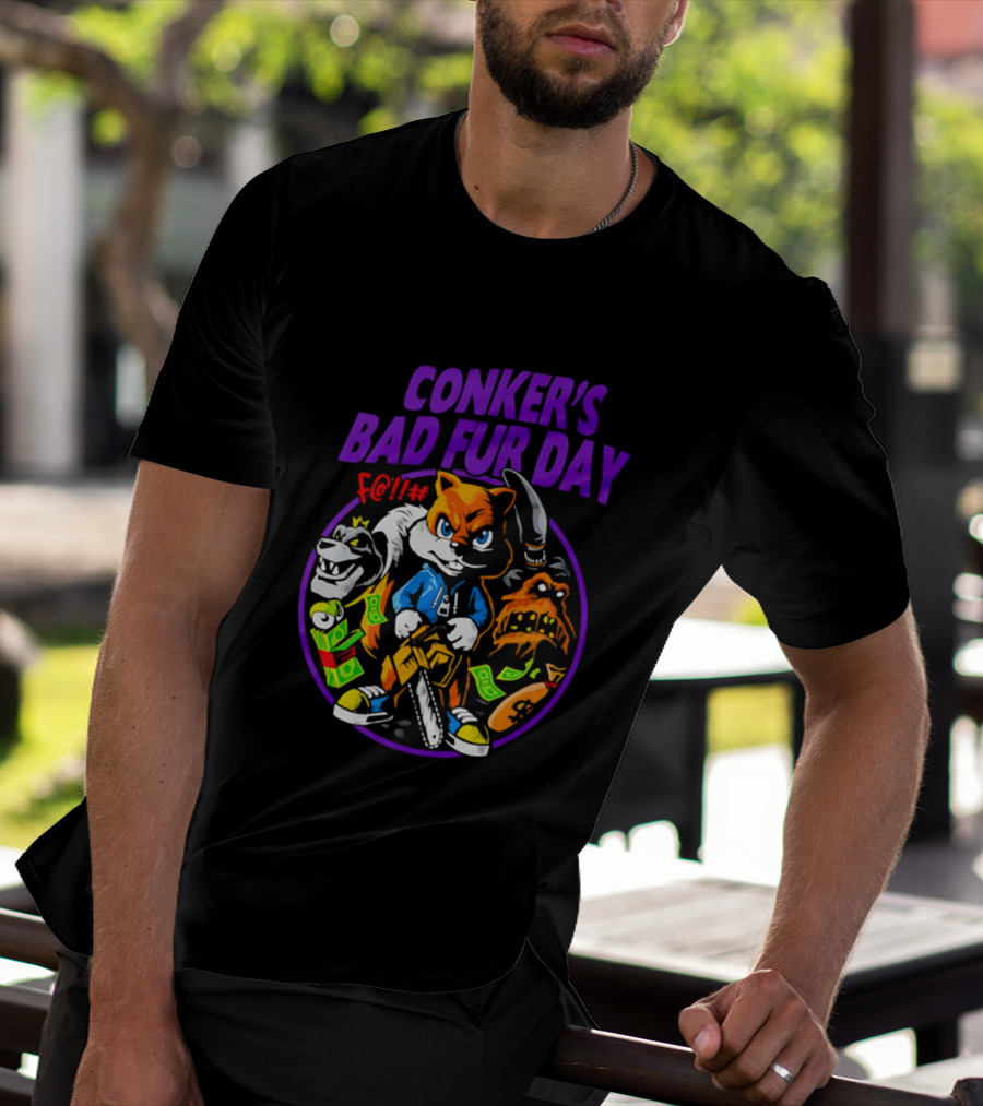 Conker's Bad Fur Day Chainsaw Squirrel Gaming Money T-Shirt
