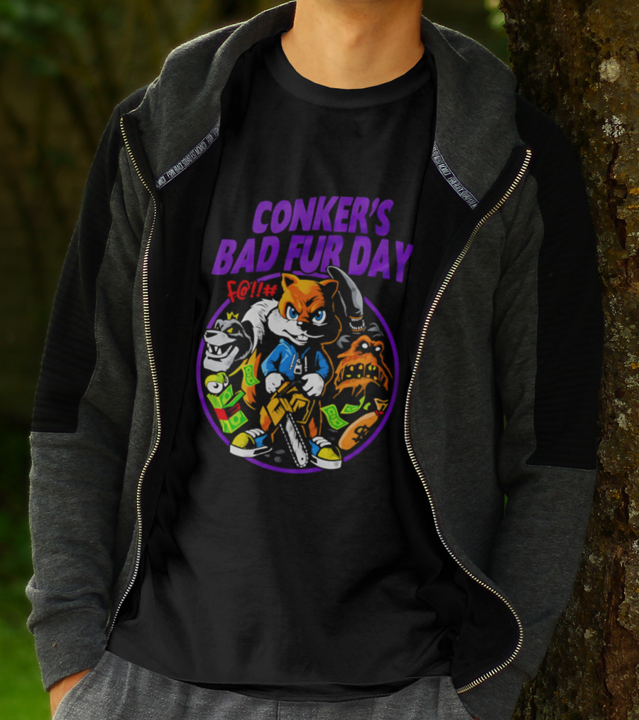 Conker's Bad Fur Day Chainsaw Squirrel Gaming Money T-Shirt