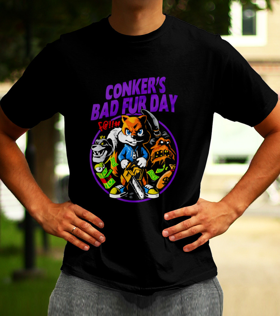 Conker's Bad Fur Day Chainsaw Squirrel Gaming Money T-Shirt