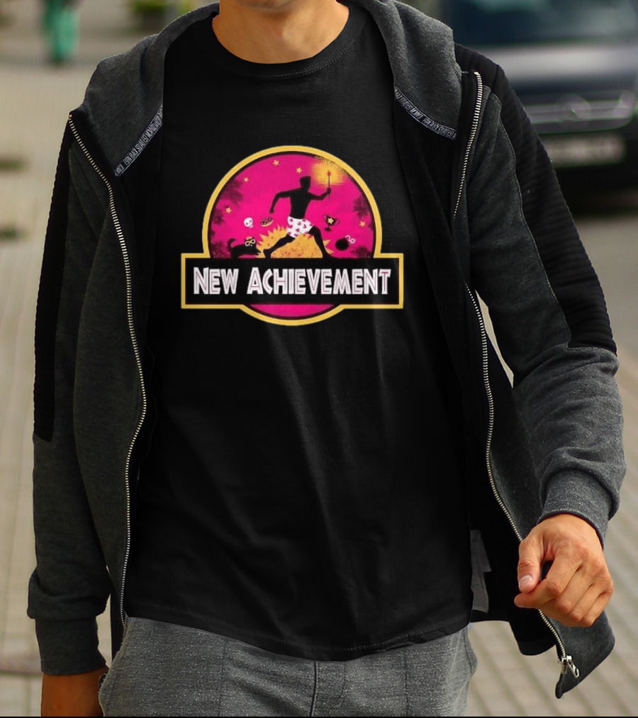 New Achievement Running Man Heart Boxers Torch Jurassic T-Shirt