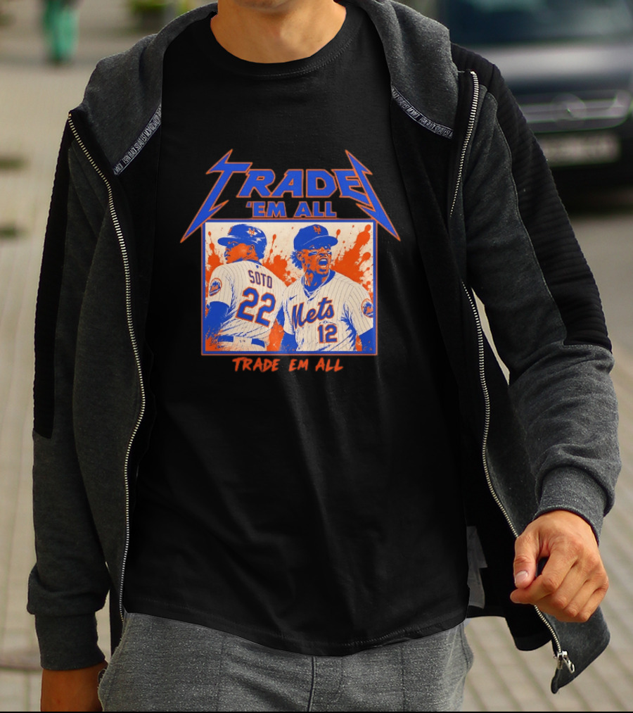 New York Mets Trade Em All Soto Heavy Metal Splatter Player Photos T-Shirt