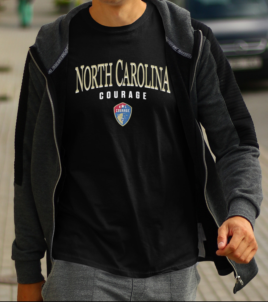 North Carolina Courage Arched Lettering Team Crest N C Shield T-Shirt