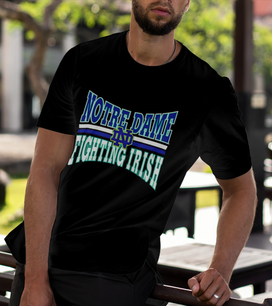 Notre Dame Fighting Irish Interlocking ND Monogram Curved NCAA T-Shirt