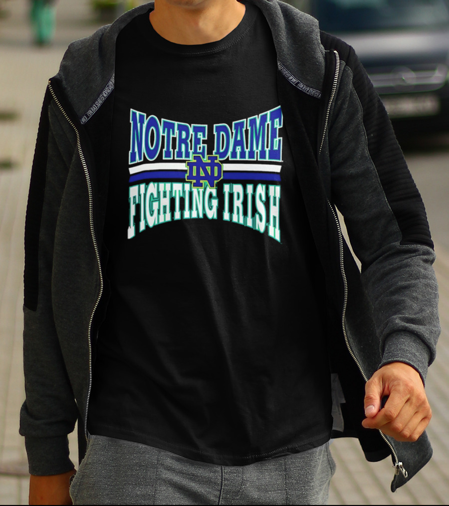 Notre Dame Fighting Irish Interlocking ND Monogram Curved NCAA T-Shirt