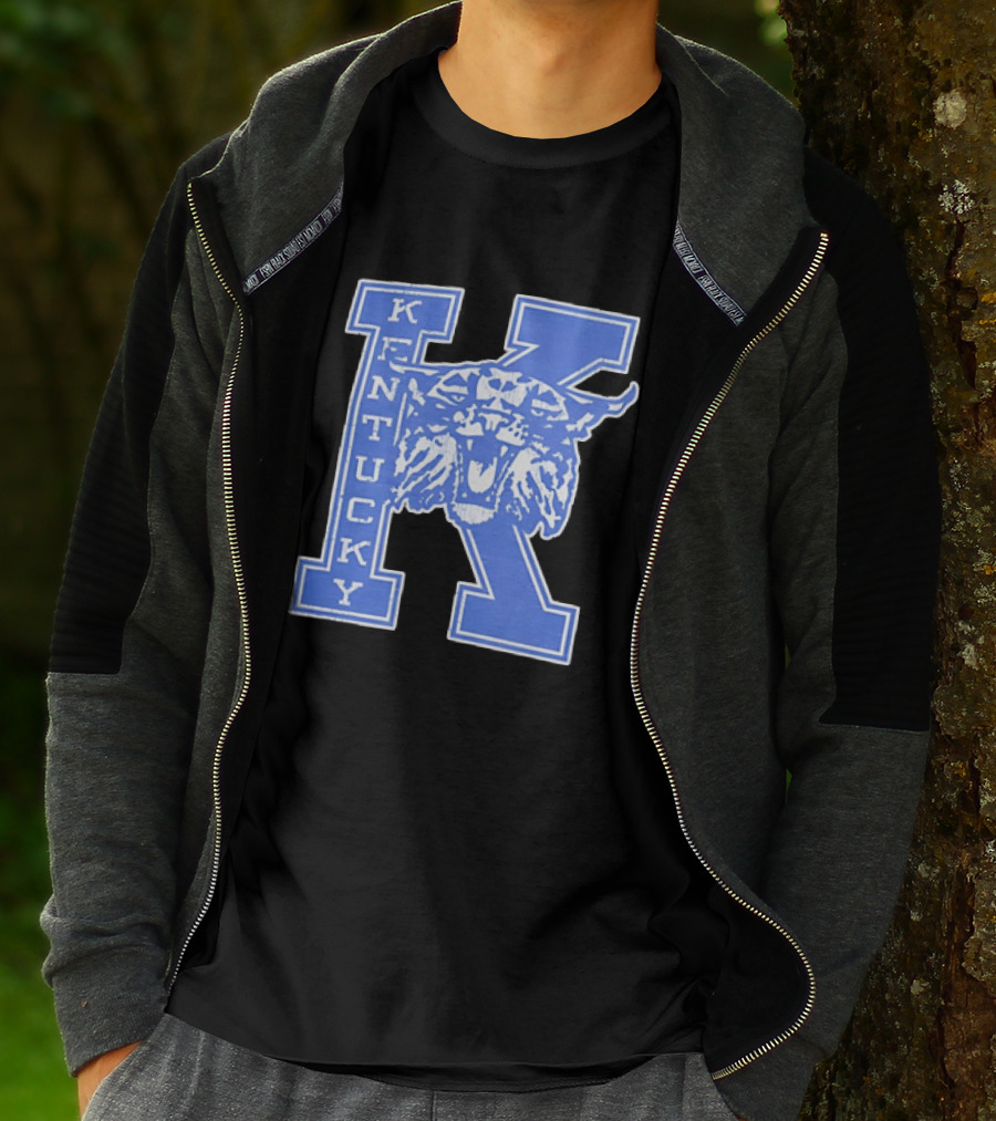 Kentucky Wildcats NCAA Distressed Block Letter K Wildcats Head T-Shirt