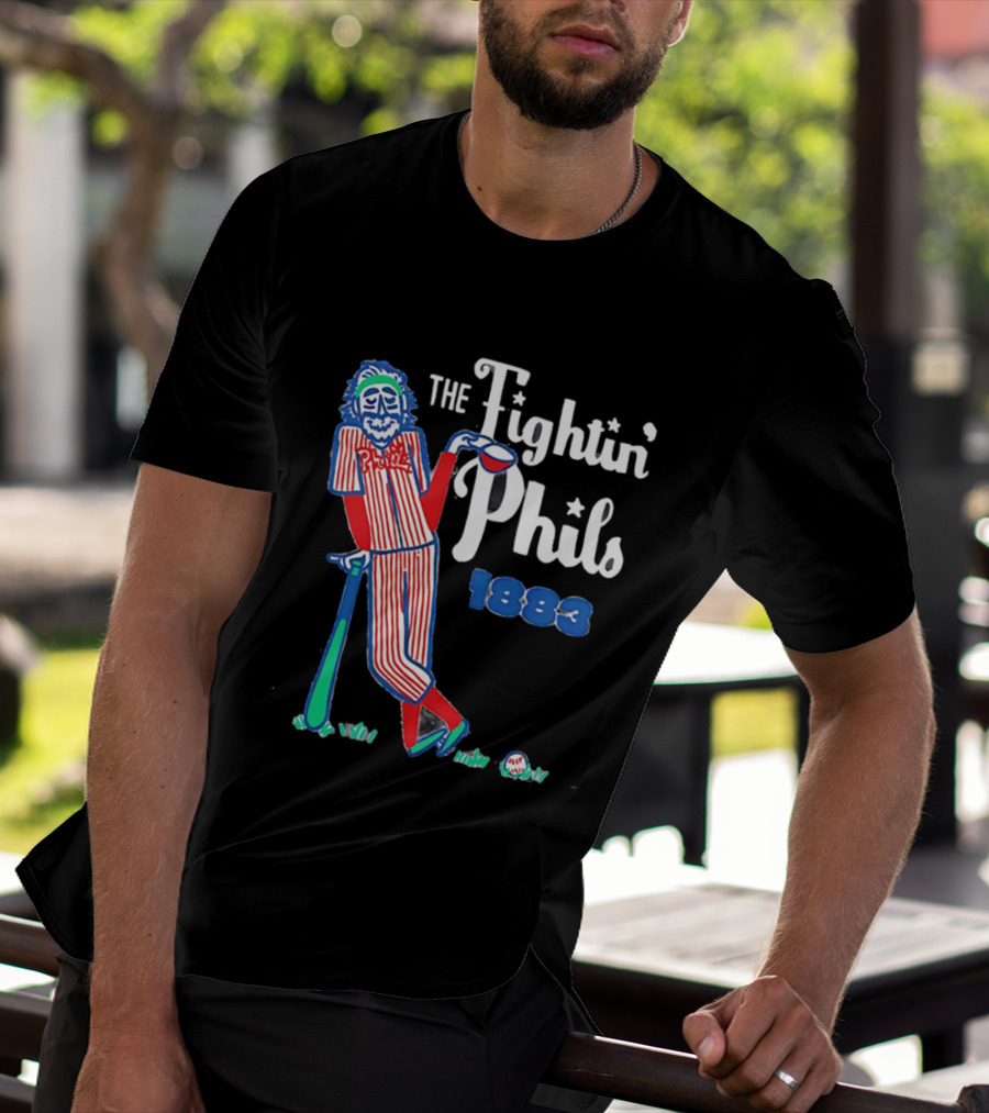 Phillies The Fightin' Phils 1883 Vintage Baseball Character With Bat And Ball T-Shirt
