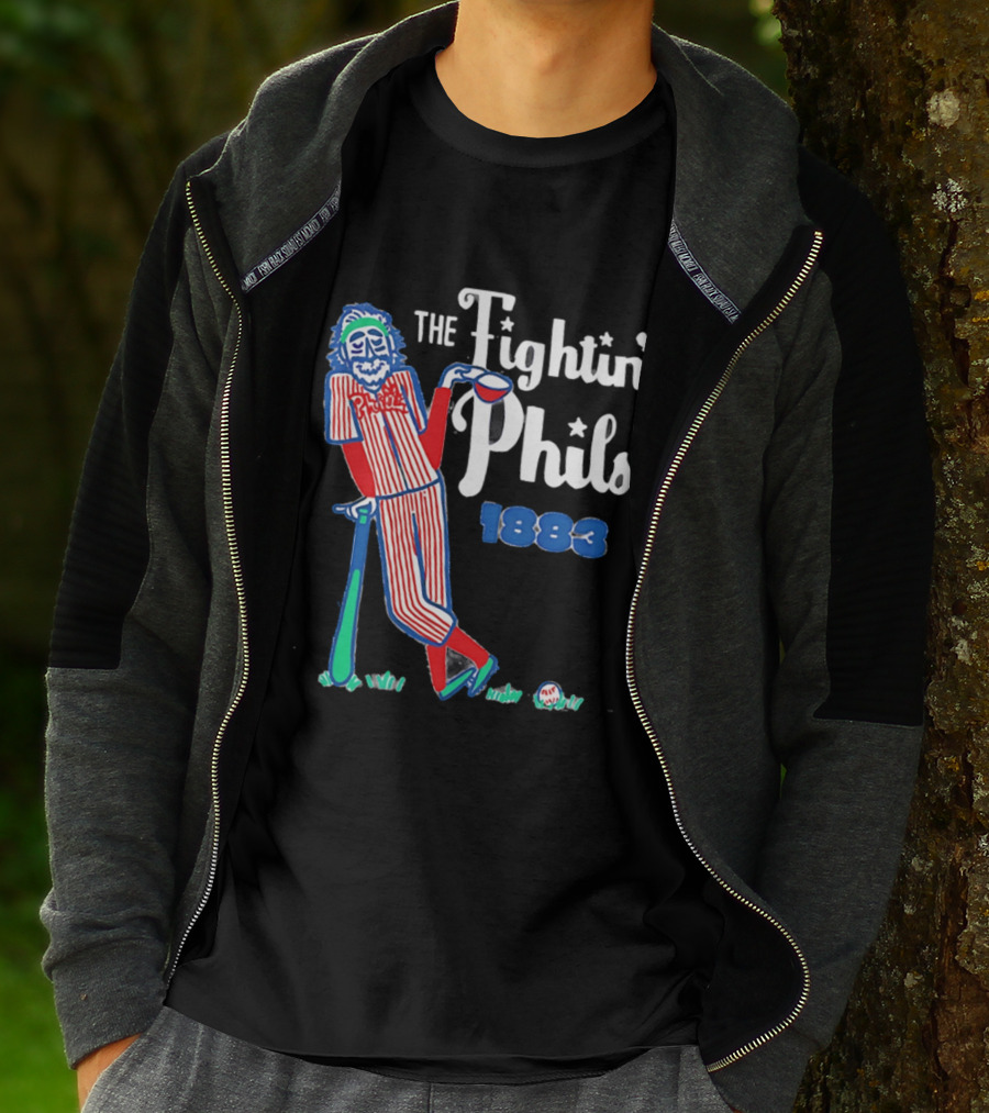 Phillies The Fightin' Phils 1883 Vintage Baseball Character With Bat And Ball T-Shirt