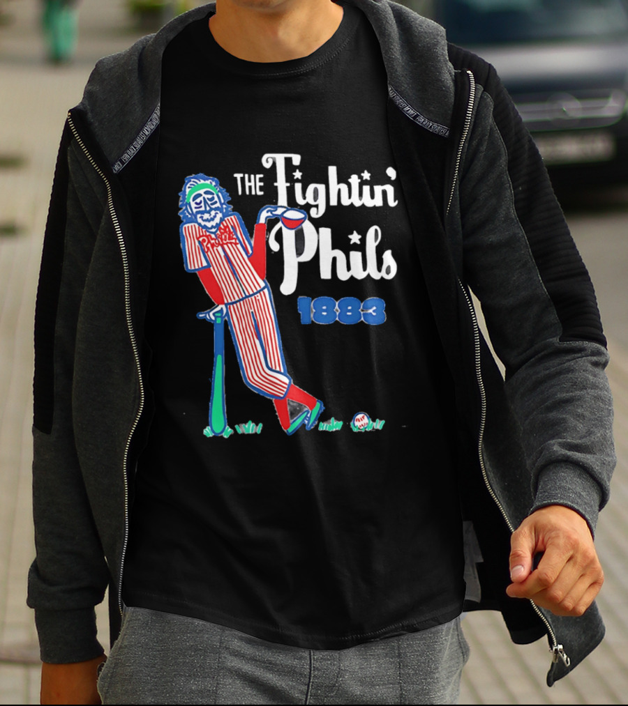 Phillies The Fightin' Phils 1883 Vintage Baseball Character With Bat And Ball T-Shirt