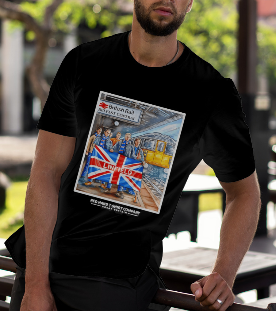 British Rail Belfast Central Linfield UK Flag T-Shirt