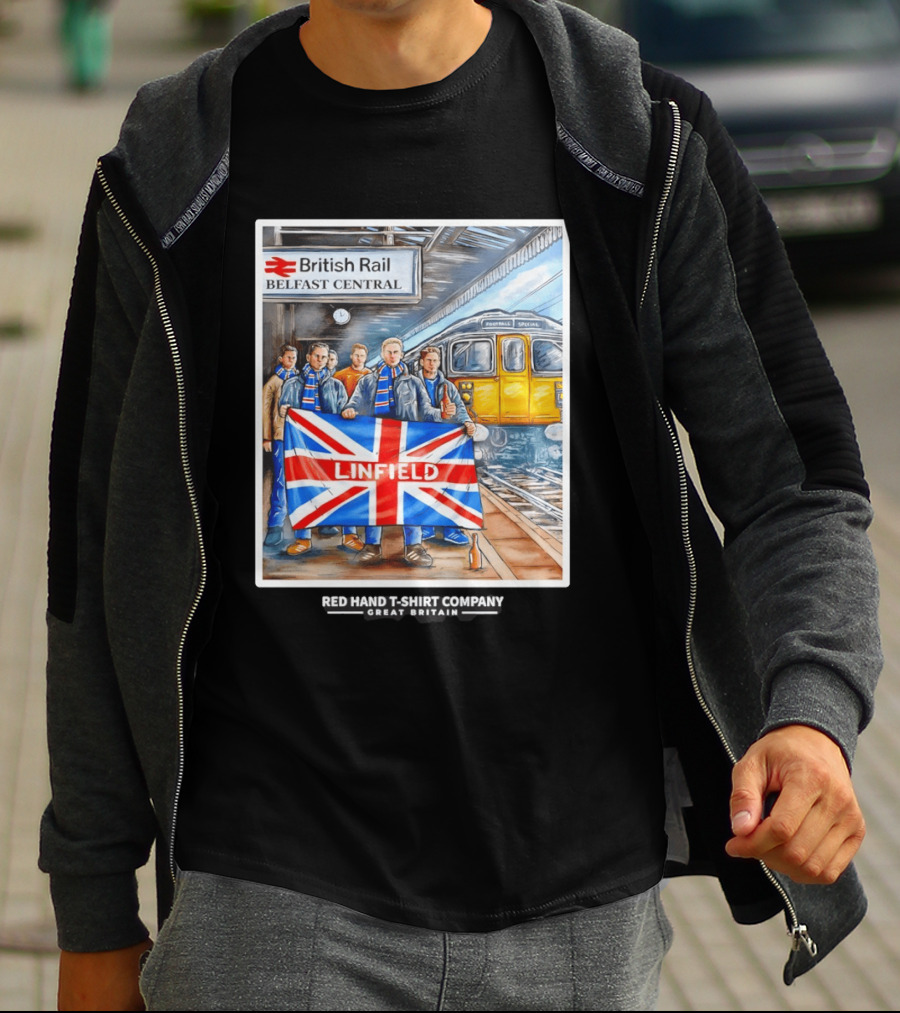 British Rail Belfast Central Linfield UK Flag T-Shirt