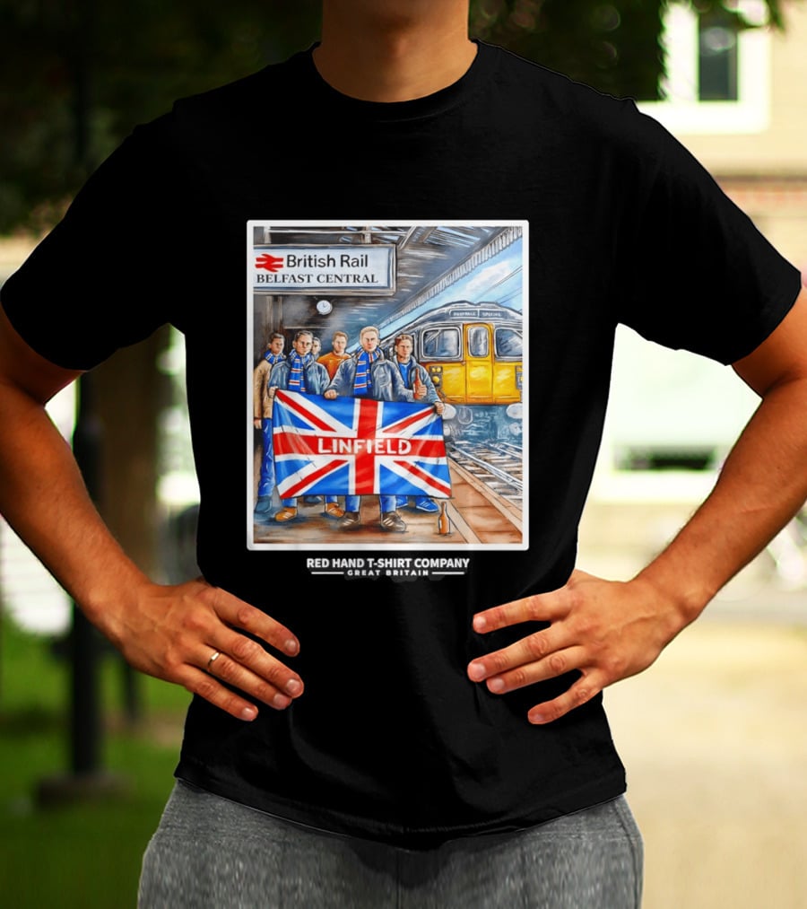British Rail Belfast Central Linfield UK Flag T-Shirt