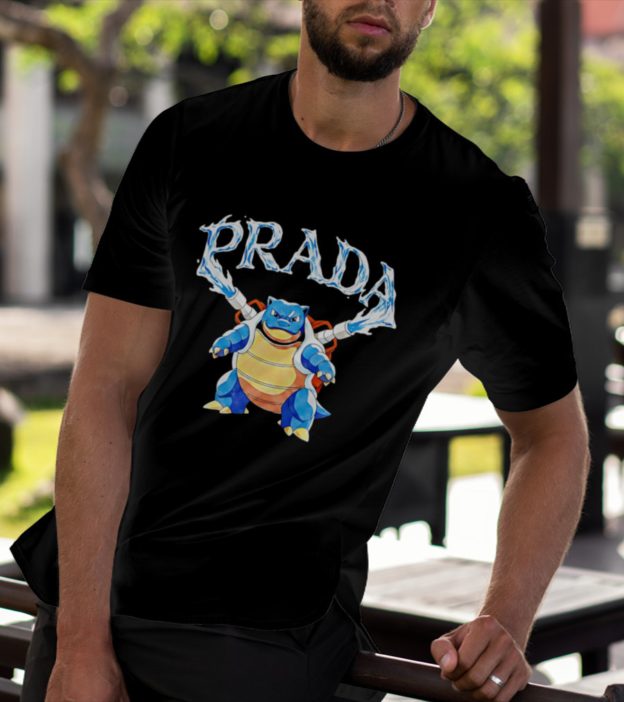 Prada Blastoise Pokemon Mashup Water Cannon T-Shirt