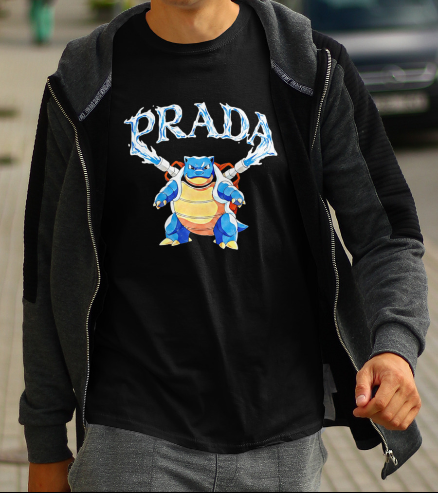 Prada Blastoise Pokemon Mashup Water Cannon T-Shirt