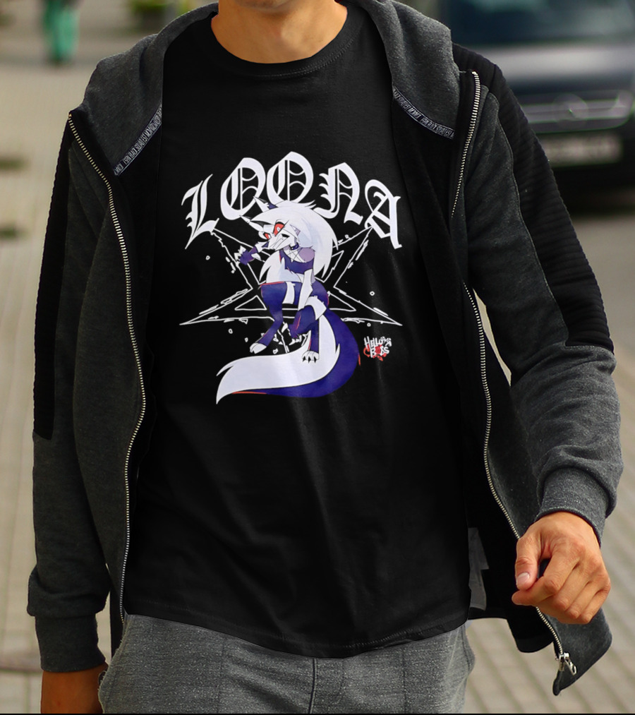 Loona Helluva Boss Demon Character With Stylized White Text And Pentagram T-Shirt