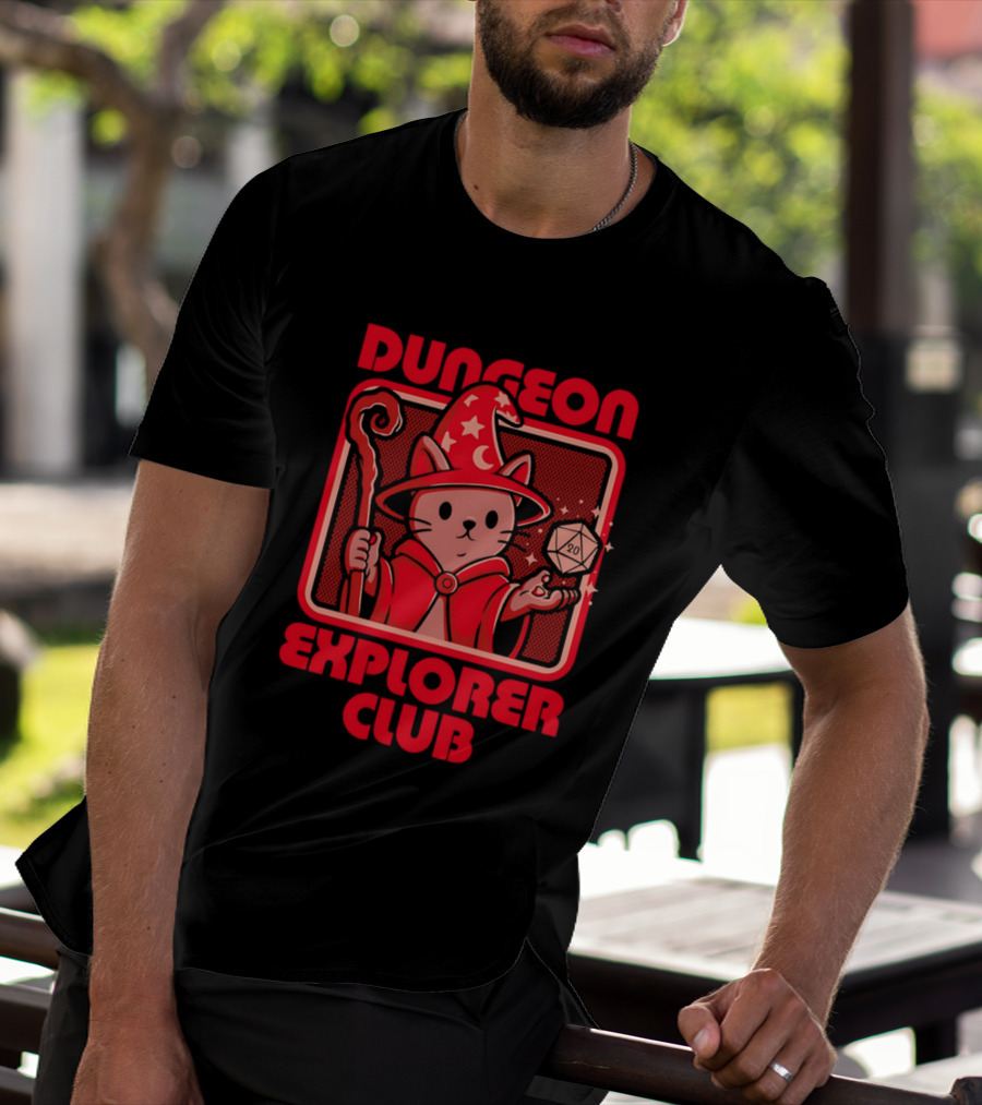 Dungeon Explorer Club RPG Mage Cat T-Shirt