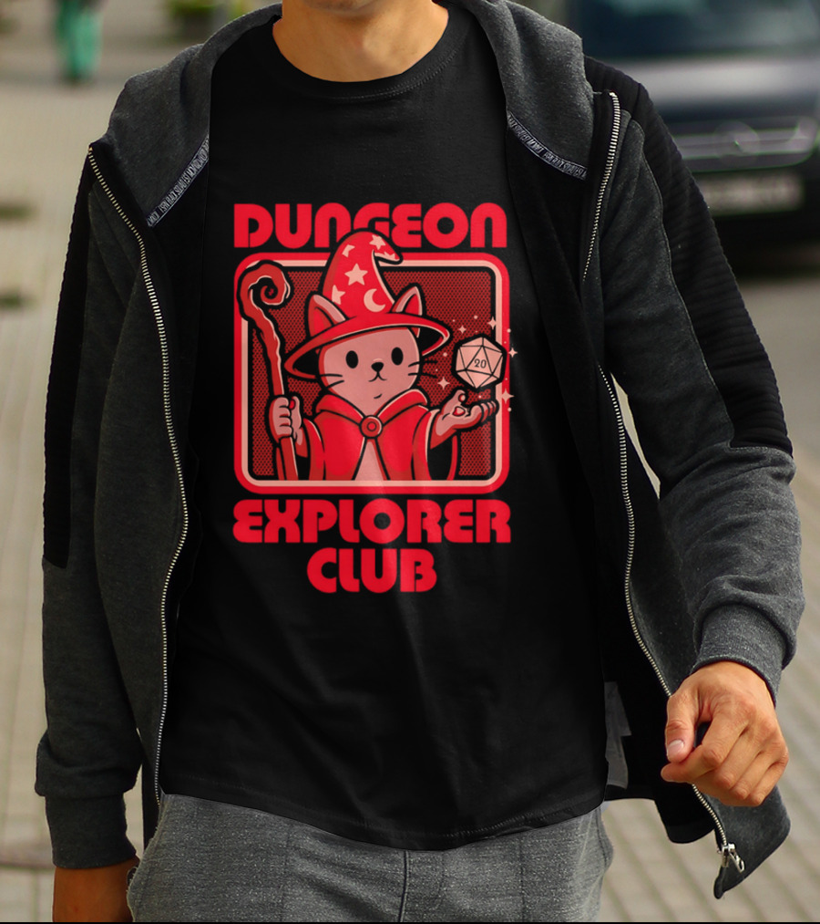 Dungeon Explorer Club RPG Mage Cat T-Shirt
