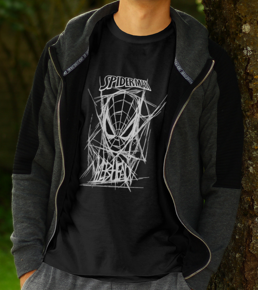 Spider Man Webbed Mask Sketch Spiderman Webhead T-Shirt