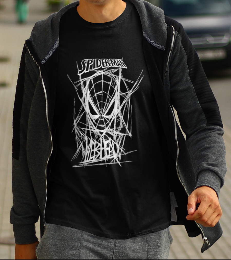Spider Man Webbed Mask Sketch Spiderman Webhead T-Shirt