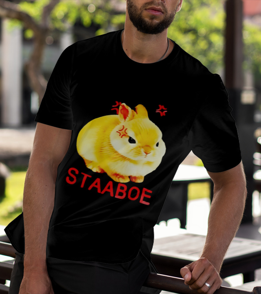 Staaboe Angry Fluffy Yellow Rabbit Red Marks T-Shirt