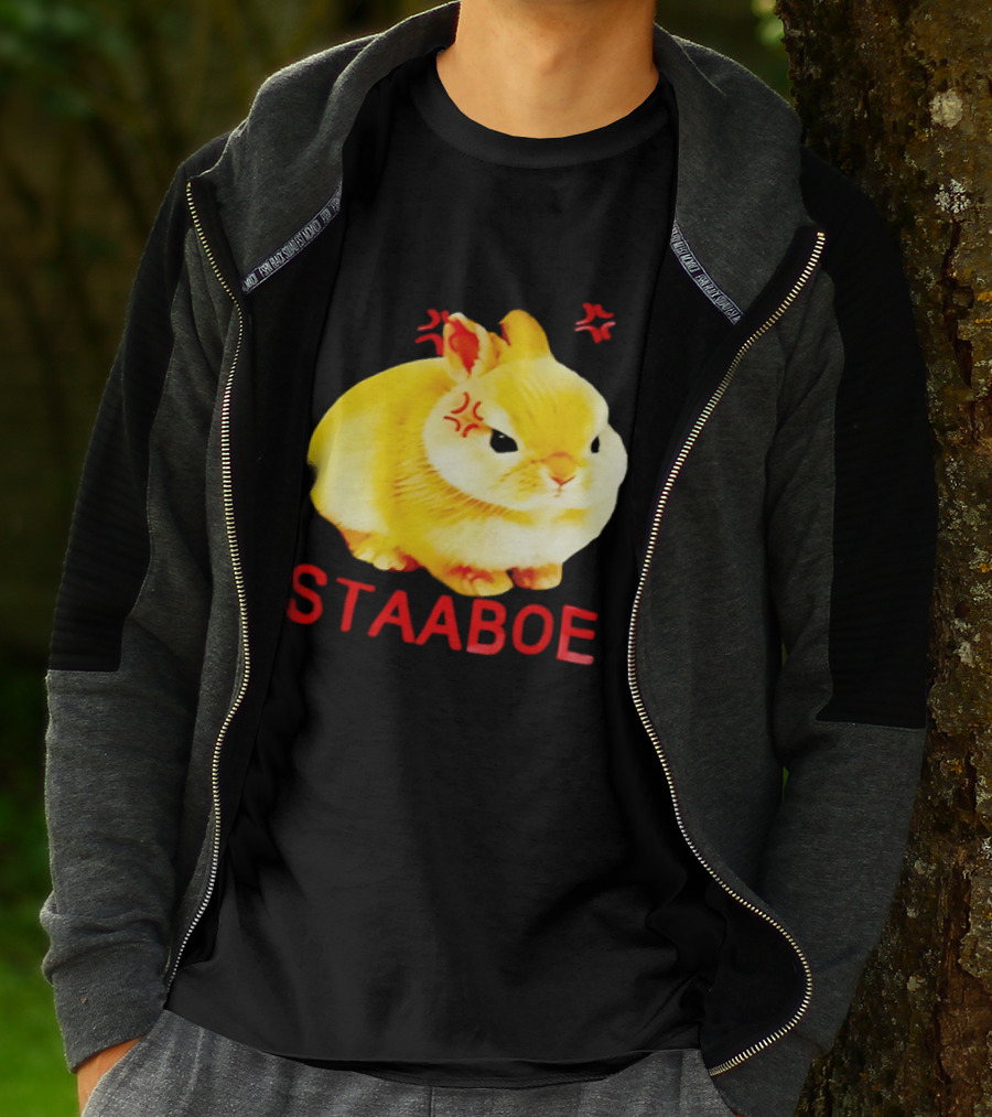 Staaboe Angry Fluffy Yellow Rabbit Red Marks T-Shirt
