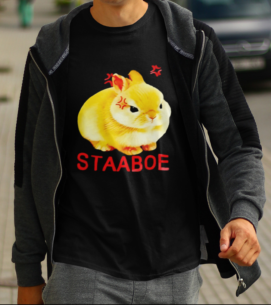 Staaboe Angry Fluffy Yellow Rabbit Red Marks T-Shirt