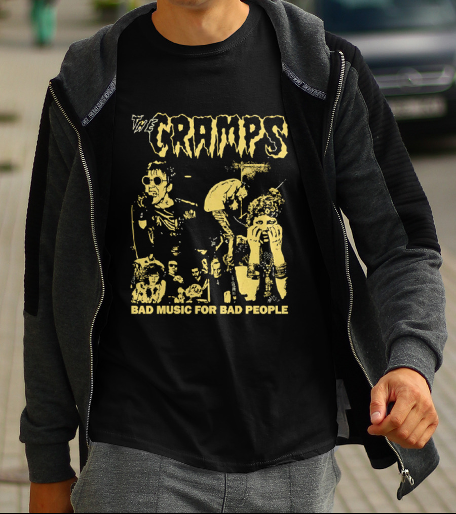The Cramps Bad Music For Bad People Band Members Collage Yellow Black T-Shirt