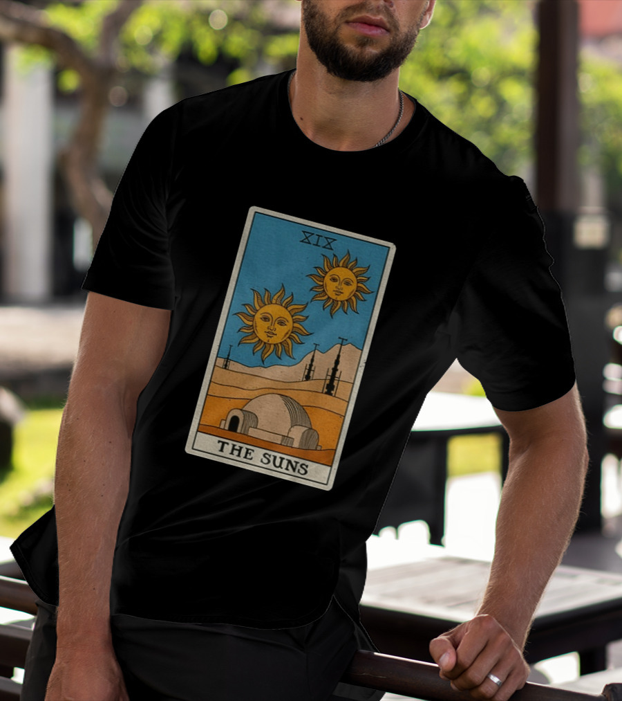 XIX The Suns Twin Suns Tarot Card Star Wars Tatooine Desert Dome T-Shirt